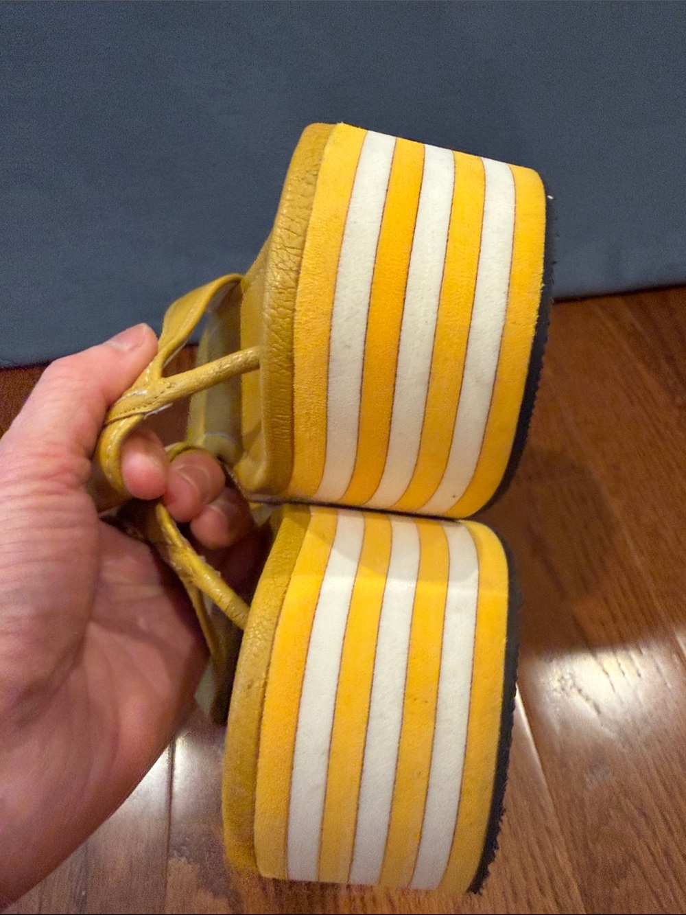 Prada Yellow Leather Platform Thong Sandals - Picture 12 of 17
